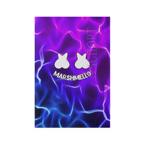 Обложка для паспорта матовая кожа с принтом Marshmello THUNDER в Кировске, натуральная матовая кожа | размер 19,3 х 13,7 см; прозрачные пластиковые крепления | Тематика изображения на принте: christopher comstock | dj | marshmello | music | диджей | клубная музыка | клубняк | крис комсток | логотип | маршмеллоу | музыка