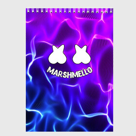 Скетчбук с принтом Marshmello THUNDER в Кировске, 100% бумага
 | 48 листов, плотность листов — 100 г/м2, плотность картонной обложки — 250 г/м2. Листы скреплены сверху удобной пружинной спиралью | Тематика изображения на принте: christopher comstock | dj | marshmello | music | диджей | клубная музыка | клубняк | крис комсток | логотип | маршмеллоу | музыка