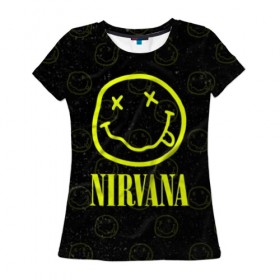 Женская футболка 3D с принтом Nirvana 1 в Кировске, 100% полиэфир ( синтетическое хлопкоподобное полотно) | прямой крой, круглый вырез горловины, длина до линии бедер | cobain | kurt | kurt cobain | nirvana | rock | smile | гитара | кобейн | курт | курт кобейн | нирвана | рок
