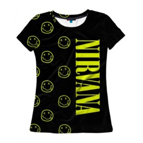 Женская футболка 3D с принтом Nirvana 2 в Кировске, 100% полиэфир ( синтетическое хлопкоподобное полотно) | прямой крой, круглый вырез горловины, длина до линии бедер | cobain | kurt | kurt cobain | nirvana | rock | smile | гитара | кобейн | курт | курт кобейн | нирвана | рок