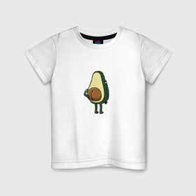 Детская футболка хлопок с принтом Авокадо в Кировске, 100% хлопок | круглый вырез горловины, полуприлегающий силуэт, длина до линии бедер | Тематика изображения на принте: авокадо | фрукт