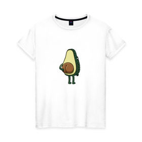 Женская футболка хлопок с принтом Авокадо в Кировске, 100% хлопок | прямой крой, круглый вырез горловины, длина до линии бедер, слегка спущенное плечо | авокадо | фрукт
