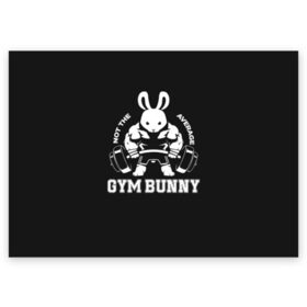 Поздравительная открытка с принтом GYM BUNNY в Кировске, 100% бумага | плотность бумаги 280 г/м2, матовая, на обратной стороне линовка и место для марки
 | Тематика изображения на принте: bodybuilding | diet | exercise | fitness | gym | heath | motivation | muscle | phil | training | workout | бодибилдинг | мотивация | спорт | трансформация | фитнес | эстетичный