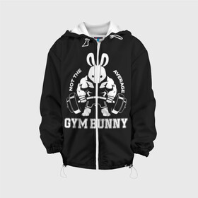 Детская куртка 3D с принтом GYM BUNNY в Кировске, 100% полиэстер | застежка — молния, подол и капюшон оформлены резинкой с фиксаторами, по бокам — два кармана без застежек, один потайной карман на груди, плотность верхнего слоя — 90 г/м2; плотность флисового подклада — 260 г/м2 | bodybuilding | diet | exercise | fitness | gym | heath | motivation | muscle | phil | training | workout | бодибилдинг | мотивация | спорт | трансформация | фитнес | эстетичный