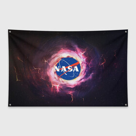 Флаг-баннер с принтом NASA в Кировске, 100% полиэстер | размер 67 х 109 см, плотность ткани — 95 г/м2; по краям флага есть четыре люверса для крепления | galaxy | nasa | outer space | space company | star | астрономия | галактика | звезды | космическая компания | космическое пространство | космос | наса