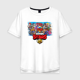 Мужская футболка хлопок Oversize с принтом BRAWL STARS в Кировске, 100% хлопок | свободный крой, круглый ворот, “спинка” длиннее передней части | android | brawl stars | games | mobile game | stars | игры | мобильные игры