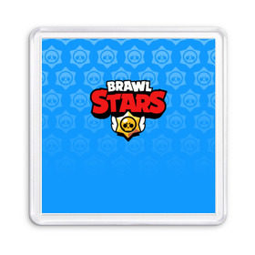 Магнит 55*55 с принтом BRAWL STARS | БРАВЛ СТАРС BLUE в Кировске, Пластик | Размер: 65*65 мм; Размер печати: 55*55 мм | android | brawl stars | games | mobile game | stars | игры | мобильные игры