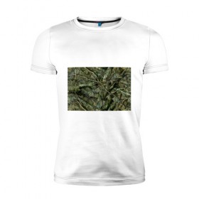Мужская футболка премиум с принтом Лесной камуфляж в Кировске, 92% хлопок, 8% лайкра | приталенный силуэт, круглый вырез ворота, длина до линии бедра, короткий рукав | камуфляж | лесной камуфляж