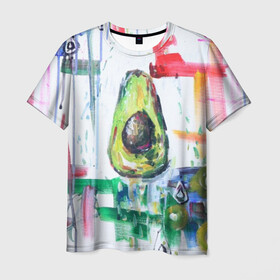 Мужская футболка 3D с принтом Авокадо авангард в Кировске, 100% полиэфир | прямой крой, круглый вырез горловины, длина до линии бедер | Тематика изображения на принте: авокадо | веган | девушкам | здоровое питание | здоровье | люблю авокадо | овощи | пп | стильно | сыроед | фрукты