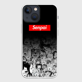 Чехол для iPhone 13 mini с принтом Senpai в Кировске,  |  | 2 versia | ahegao | anime | manga | paint | red | sempai | senpai | sup | supreme | trend | white | аниме | белый | манга | семпай | сенпай | суп | суприм