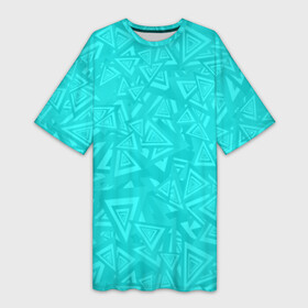 Платье-футболка 3D с принтом Абстракция. в Кировске,  |  | абстракция | бирюза | бирюзовый | красочная | символы | треугольники | фигуры | яркая