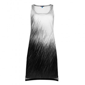 Платье-майка 3D с принтом Просто дождь в Кировске, 100% полиэстер | полуприлегающий силуэт, широкие бретели, круглый вырез горловины, удлиненный подол сзади. | грусть | дождь | зонт | зонтик | ливень | печаль | тоска | чб