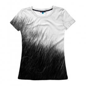 Женская футболка 3D с принтом Просто дождь в Кировске, 100% полиэфир ( синтетическое хлопкоподобное полотно) | прямой крой, круглый вырез горловины, длина до линии бедер | грусть | дождь | зонт | зонтик | ливень | печаль | тоска | чб