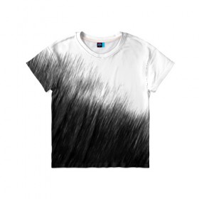 Детская футболка 3D с принтом Просто дождь в Кировске, 100% гипоаллергенный полиэфир | прямой крой, круглый вырез горловины, длина до линии бедер, чуть спущенное плечо, ткань немного тянется | грусть | дождь | зонт | зонтик | ливень | печаль | тоска | чб