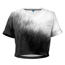 Женская футболка Cropp-top с принтом Просто дождь в Кировске, 100% полиэстер | круглая горловина, длина футболки до линии талии, рукава с отворотами | грусть | дождь | зонт | зонтик | ливень | печаль | тоска | чб