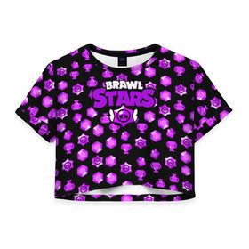 Женская футболка Cropp-top с принтом BRAWL STARS в Кировске, 100% полиэстер | круглая горловина, длина футболки до линии талии, рукава с отворотами | android | brawl stars | games | mobile game | stars | игры | мобильные игры