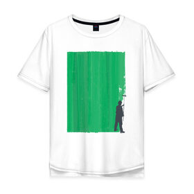 Мужская футболка хлопок Oversize с принтом Маляр в Кировске, 100% хлопок | свободный крой, круглый ворот, “спинка” длиннее передней части | абстракция | дерево | дизайнер | краска | маляра | художник