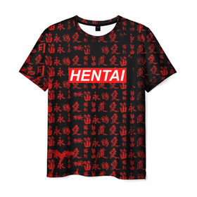 Мужская футболка 3D с принтом HENTAI в Кировске, 100% полиэфир | прямой крой, круглый вырез горловины, длина до линии бедер | ahegao | anime | kawai | kowai | oppai | otaku | senpai | sugoi | waifu | yandere | аниме | ахегао | ковай | культура | отаку | сенпай | тренд | яндере