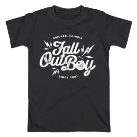 Мужская футболка хлопок с принтом Fall Out Boy в Кировске, 100% хлопок | прямой крой, круглый вырез горловины, длина до линии бедер, слегка спущенное плечо. | fall out boy | fallout | falloutboy | группа | музыка | панк | рок | фолаутбой
