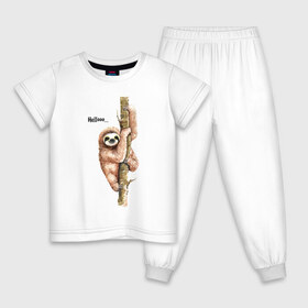 Детская пижама хлопок с принтом Ленивец в Кировске, 100% хлопок |  брюки и футболка прямого кроя, без карманов, на брюках мягкая резинка на поясе и по низу штанин
 | Тематика изображения на принте: sloth | ленивец | ленивцы