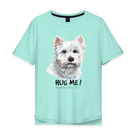 Мужская футболка хлопок Oversize с принтом Вест-хайленд-уайт-терьер в Кировске, 100% хлопок | свободный крой, круглый ворот, “спинка” длиннее передней части | dog | highland | terrier | west | white | вест | собака | собаки | терьер | уайт | хайленд