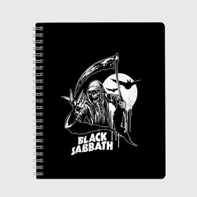 Тетрадь с принтом Black Sabbath в Кировске, 100% бумага | 48 листов, плотность листов — 60 г/м2, плотность картонной обложки — 250 г/м2. Листы скреплены сбоку удобной пружинной спиралью. Уголки страниц и обложки скругленные. Цвет линий — светло-серый
 | Тематика изображения на принте: black sabbath | hard rock | heavy metal | блэк сабат | группы | метал | музыка | оззи осборн | рок | хард рок | хэви метал