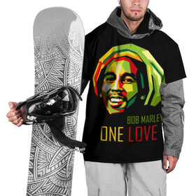 Накидка на куртку 3D с принтом Боб Марли в Кировске, 100% полиэстер |  | bob marley | one love | боб марли