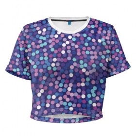 Женская футболка Cropp-top с принтом Пурпурные конфетти в Кировске, 100% полиэстер | круглая горловина, длина футболки до линии талии, рукава с отворотами | 