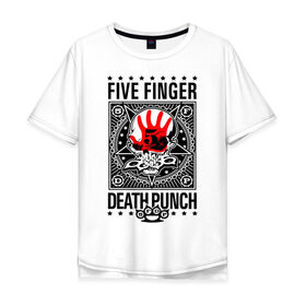 Мужская футболка хлопок Oversize с принтом Five Finger Death Punch в Кировске, 100% хлопок | свободный крой, круглый ворот, “спинка” длиннее передней части | 5fdp | ffdp | five finger death punch | metal | альтернатива | группы | метал | музыка | хеви метал