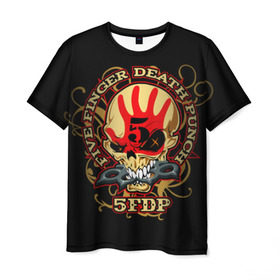 Мужская футболка 3D с принтом Five Finger Death Punch в Кировске, 100% полиэфир | прямой крой, круглый вырез горловины, длина до линии бедер | 5fdp | ffdp | five finger death punch | metal | альтернатива | группы | метал | музыка | хеви метал