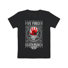 Детская футболка хлопок с принтом Five Finger Death Punch в Кировске, 100% хлопок | круглый вырез горловины, полуприлегающий силуэт, длина до линии бедер | 5fdp | ffdp | five finger death punch | metal | альтернатива | группы | метал | музыка | хеви метал