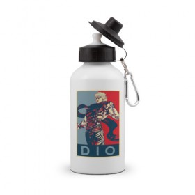 Бутылка спортивная с принтом Дио Брандо в Кировске, металл | емкость — 500 мл, в комплекте две пластиковые крышки и карабин для крепления | Тематика изображения на принте: anime | dio | jojo | manga | аниме | джоджо | дио брандо | манга