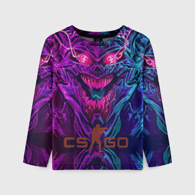 Детский лонгслив 3D с принтом CS GO Hyper Beast в Кировске, 100% полиэстер | длинные рукава, круглый вырез горловины, полуприлегающий силуэт
 | 2019 | computer game | counter strike | cs | cs go | csgo | dota | dota2 | game | howl | hyperbeast | warning | автомат | вой | го | игрок | компьютерная игра | контр страйк | контра | кс | оружие | турнир