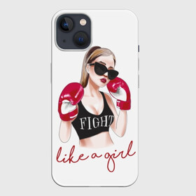 Чехол для iPhone 13 с принтом Дерись, как девчонка в Кировске,  |  | athlete | boxing | cool | face | fight | girl | gloves | punch | ring | slogan | sport | sports | woman | young | бокс | девушка | драка | женщина | круто | лицо | молодая | очки | перчатки | ринг | слоган | спорт | спортивная | спортсменка | уд