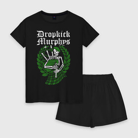 Женская пижама с шортиками хлопок с принтом Dropkick Murphys в Кировске, 100% хлопок | футболка прямого кроя, шорты свободные с широкой мягкой резинкой | celtic punk | dropkick murphys | hardcore | oi | punk | группы | кельтский панк | музыка | панк | рок | стрит панк | фолк панк