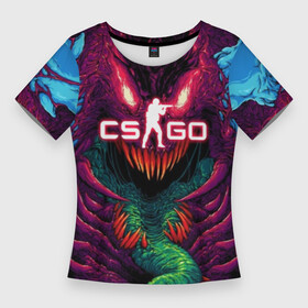 Женская футболка 3D Slim с принтом CS GO Hyper Beast в Кировске,  |  | 2019 | computer game | counter strike | cs | cs go | csgo | dota | dota2 | game | howl | hyperbeast | warning | автомат | вой | го | игрок | компьютерная игра | контр страйк | контра | кс | оружие | турнир