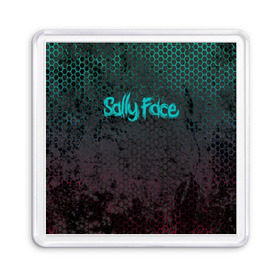 Магнит 55*55 с принтом Sally Face (Соты). в Кировске, Пластик | Размер: 65*65 мм; Размер печати: 55*55 мм | face | game | horror | larry | sally | sally face | sanity s fall | игра | ларри | мальчик с протезом | салли | салли фейс | ужасы