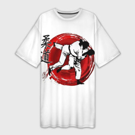 Платье-футболка 3D с принтом Judo в Кировске,  |  | guruma | judo | kata otoshi | бой | борьба | дзюдзюцу | дзюдо | кимоно | мотивация | мягкий | приемы | путь | сила | скорость | спорт | стиль | татами | япония