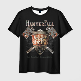 Мужская футболка 3D с принтом HammerFall в Кировске, 100% полиэфир | прямой крой, круглый вырез горловины, длина до линии бедер | hammerfall | heavy metal | metal | группа | метал | музыка | пауэр метал | рок | хэви метал