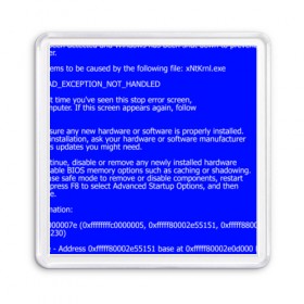 Магнит 55*55 с принтом СИНИЙ ЭКРАН СМЕРТИ в Кировске, Пластик | Размер: 65*65 мм; Размер печати: 55*55 мм | Тематика изображения на принте: anonymus | blue death screen | cod | hack | hacker | it | program | texture | айти | аноним | анонимус | взлом | код | кодинг | программа | программист | текстура | хак | хакер