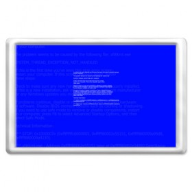 Магнит 45*70 с принтом СИНИЙ ЭКРАН СМЕРТИ в Кировске, Пластик | Размер: 78*52 мм; Размер печати: 70*45 | Тематика изображения на принте: anonymus | blue death screen | cod | hack | hacker | it | program | texture | айти | аноним | анонимус | взлом | код | кодинг | программа | программист | текстура | хак | хакер