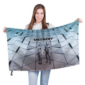 Флаг 3D с принтом Detroit: Вecome Human в Кировске, 100% полиэстер | плотность ткани — 95 г/м2, размер — 67 х 109 см. Принт наносится с одной стороны | 3d | cтать человеком | detroit city | detroit: вecome human | игра | интерактивная | квест | кинематограф | приключения | франция