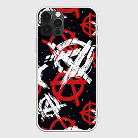 Чехол для iPhone 12 Pro Max с принтом Анархия в Кировске, Силикон |  | anarchy | black | color | dots | emblem | red | sign | symbol | white | анархия | белый | знак | красный | символ | точки | цвет | черный | эмблема