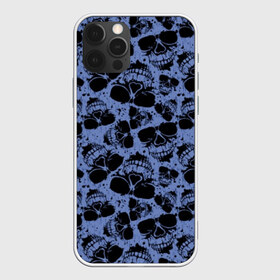 Чехол для iPhone 12 Pro Max с принтом Черепа в Кировске, Силикон |  | abstraction | black | blue | bones | death | fear | grunge | halloween | horror | skeleton | skull | symbol | абстракция | гранж | кости | символ | синий | скелет | ужас | хэллоуин | череп | черный