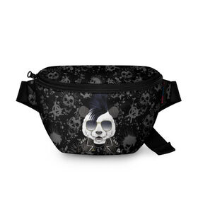 Поясная сумка 3D с принтом Панда в косухе в Кировске, 100% полиэстер | плотная ткань, ремень с регулируемой длиной, внутри несколько карманов для мелочей, основное отделение и карман с обратной стороны сумки застегиваются на молнию | anarchy | bear | color | cool | icon | jacket | mohawk | music | panda | piercing | punk | purple | rock | skull | white | аксессуар | анархия | белый | значок | ирокез | круто | куртка | медведь | музыка | одежда | очки | панда | панк |