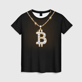 Женская футболка 3D с принтом Бриллиантовый биткоин в Кировске, 100% полиэфир ( синтетическое хлопкоподобное полотно) | прямой крой, круглый вырез горловины, длина до линии бедер | Тематика изображения на принте: bitcoin | black | chain | color | diamond | emblem | gold | golden | hip hop | logo | luxury | money | style | symbol | алмаз | блеск | блестящий | бриллиант | валюта | деньги | знак | золото | золотой | криптовалюта | кулон | логотип | люкс | роскошь | с