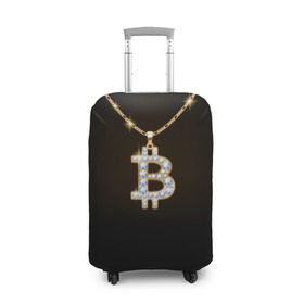 Чехол для чемодана 3D с принтом Бриллиантовый биткоин в Кировске, 86% полиэфир, 14% спандекс | двустороннее нанесение принта, прорези для ручек и колес | bitcoin | black | chain | color | diamond | emblem | gold | golden | hip hop | logo | luxury | money | style | symbol | алмаз | блеск | блестящий | бриллиант | валюта | деньги | знак | золото | золотой | криптовалюта | кулон | логотип | люкс | роскошь | с