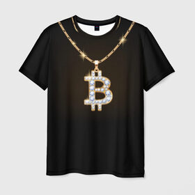 Мужская футболка 3D с принтом Бриллиантовый биткоин в Кировске, 100% полиэфир | прямой крой, круглый вырез горловины, длина до линии бедер | bitcoin | black | chain | color | diamond | emblem | gold | golden | hip hop | logo | luxury | money | style | symbol | алмаз | блеск | блестящий | бриллиант | валюта | деньги | знак | золото | золотой | криптовалюта | кулон | логотип | люкс | роскошь | с