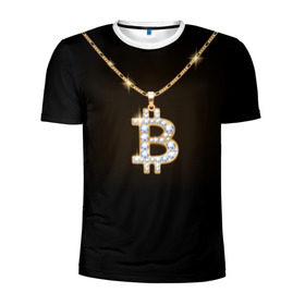 Мужская футболка 3D спортивная с принтом Бриллиантовый биткоин в Кировске, 100% полиэстер с улучшенными характеристиками | приталенный силуэт, круглая горловина, широкие плечи, сужается к линии бедра | bitcoin | black | chain | color | diamond | emblem | gold | golden | hip hop | logo | luxury | money | style | symbol | алмаз | блеск | блестящий | бриллиант | валюта | деньги | знак | золото | золотой | криптовалюта | кулон | логотип | люкс | роскошь | с