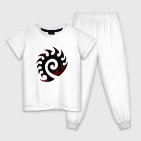 Детская пижама хлопок с принтом StarCraft - Zerg Logo (Blood) в Кировске, 100% хлопок |  брюки и футболка прямого кроя, без карманов, на брюках мягкая резинка на поясе и по низу штанин
 | 